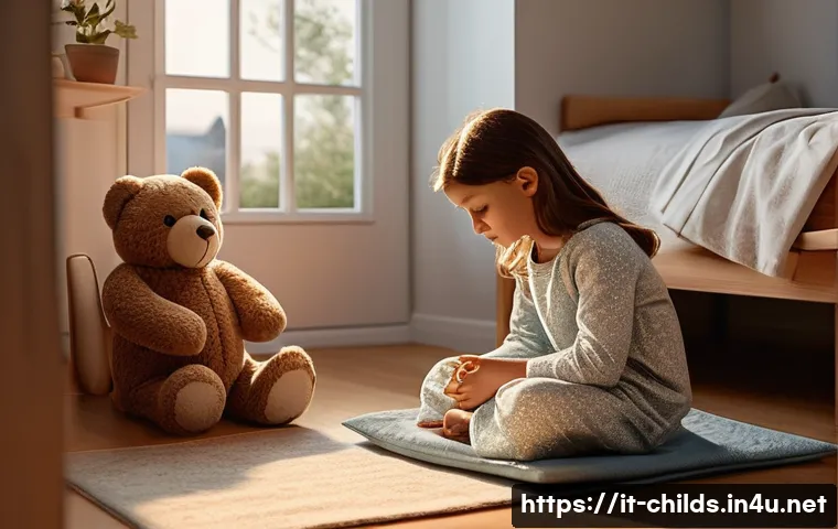 아동심리학 이론과 실제 활용법 - **Emotional Connection and Calm-Time:** A heartwarming, softly lit illustration depicting a parent a...