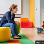 Home 22 아동심리상담사 취업 성공기 - A professional Italian child psychologist in a modern clinic setting, wearing smart casual attire, a...
