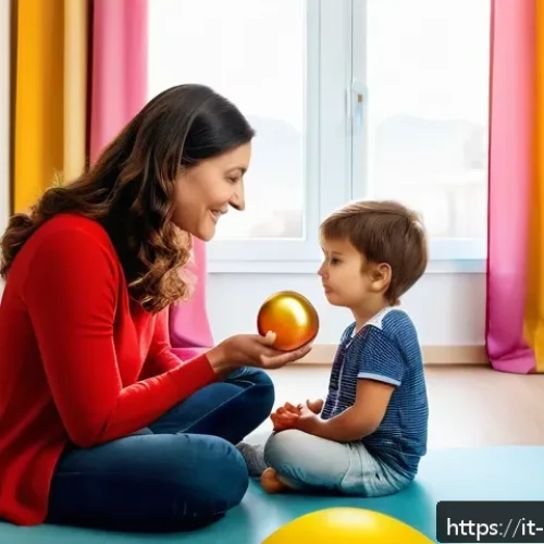 Home 32 아동심리상담사의 자기개발 추천 강좌 - A warm and inviting therapy room in a modern Italian pediatric clinic, featuring a child psychologis...