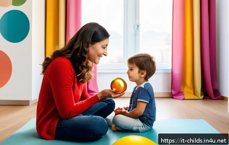 아동심리상담사의 자기개발 추천 강좌 - A warm and inviting therapy room in a modern Italian pediatric clinic, featuring a child psychologis...